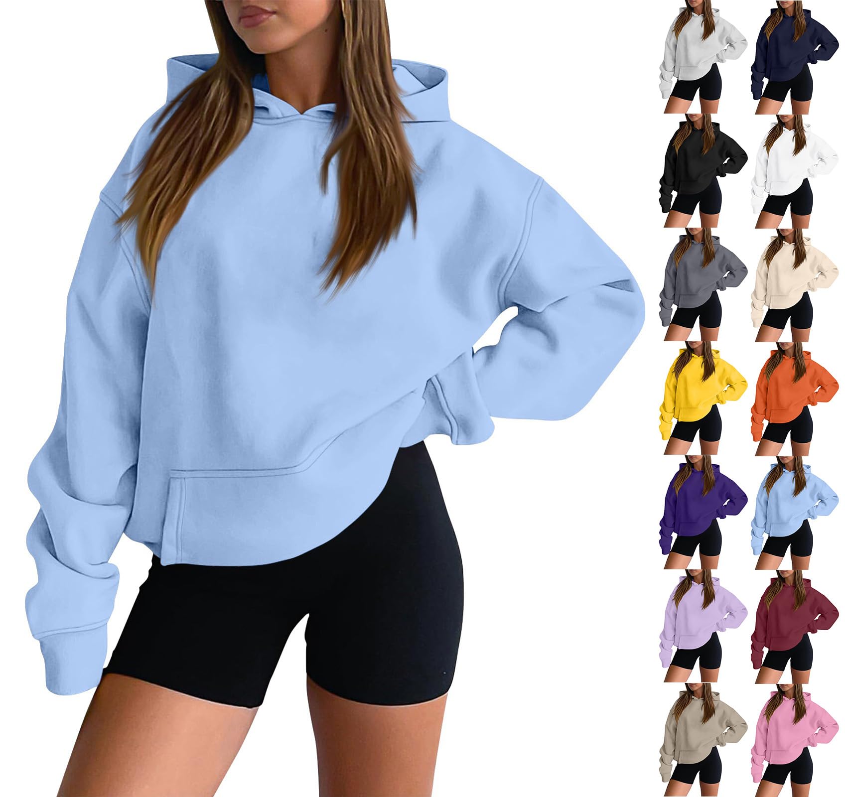chaktkglok Sudaderas con Capucha de Forro Polar para Mujer, Suéteres Grandes para Adolescentes, Sudaderas con Capucha y Bolsillos Estilo Y2k, Sudaderas Grandes para Mujer