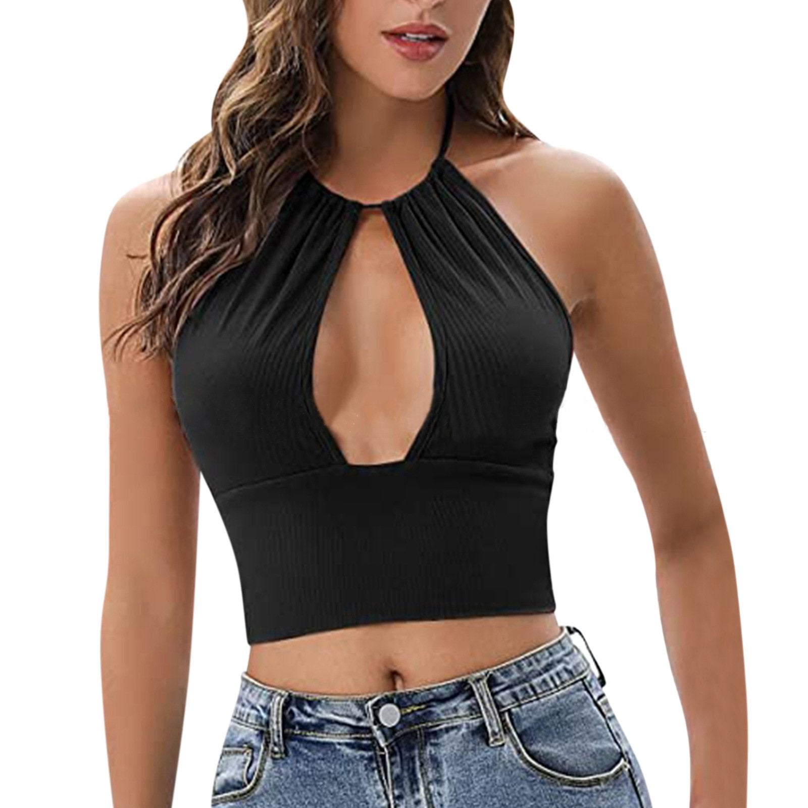 Camisola Sexy Hueca y Halter para Mujeres de Verano