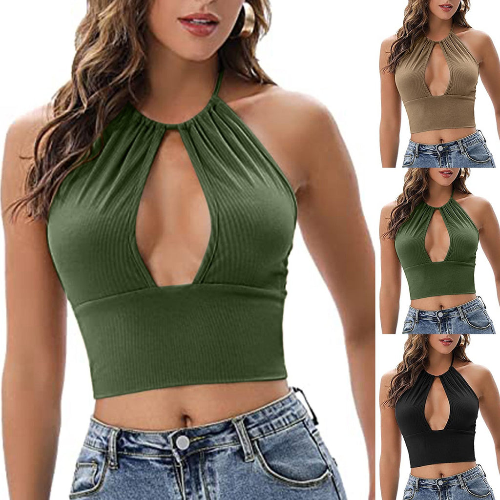 Camisola Sexy Hueca y Halter para Mujeres de Verano