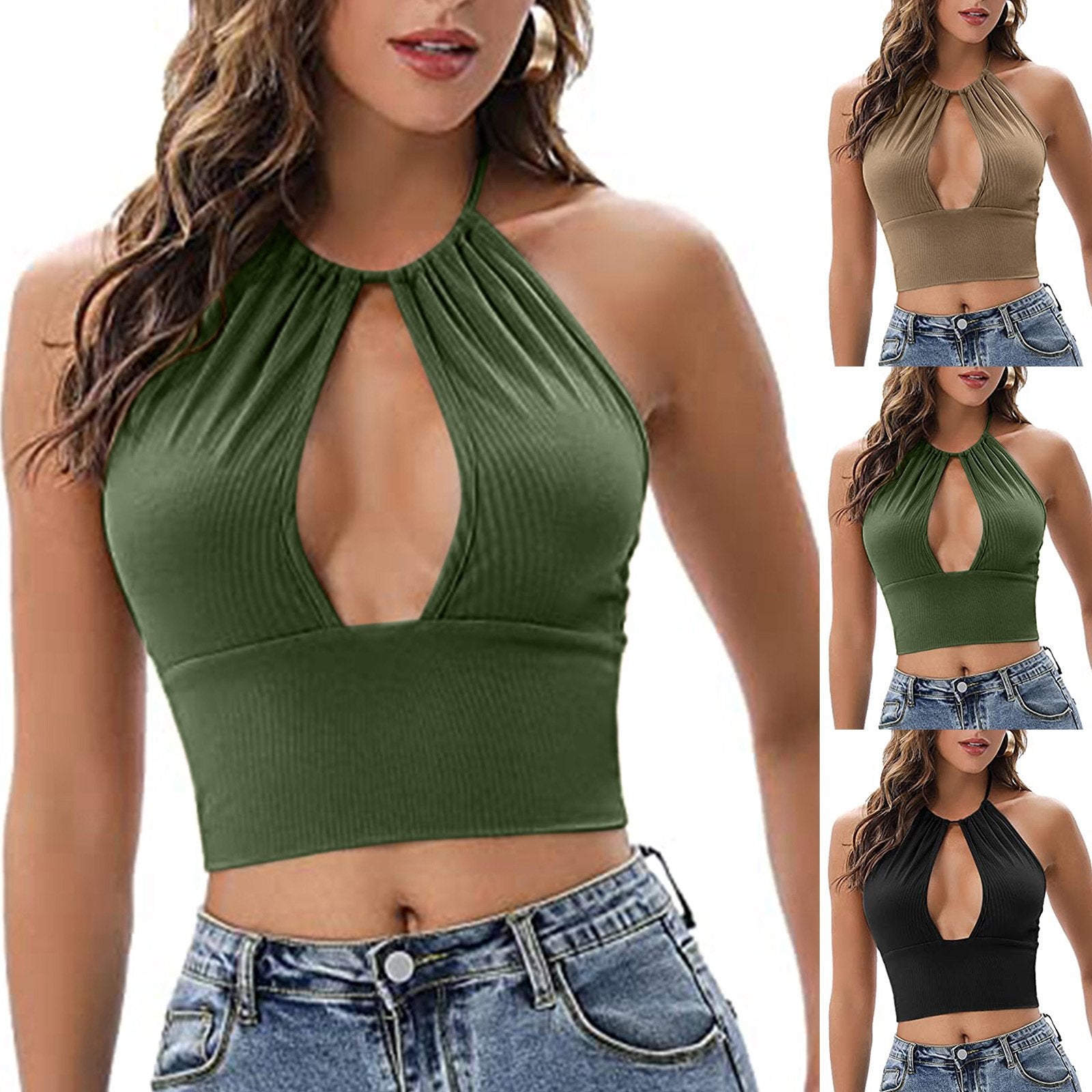 Camisola Sexy Hueca y Halter para Mujeres de Verano